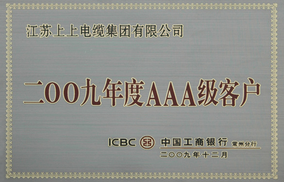 尊龙凯时人生就是搏荣获“中国工商银行2009年度AAA级客户”称呼